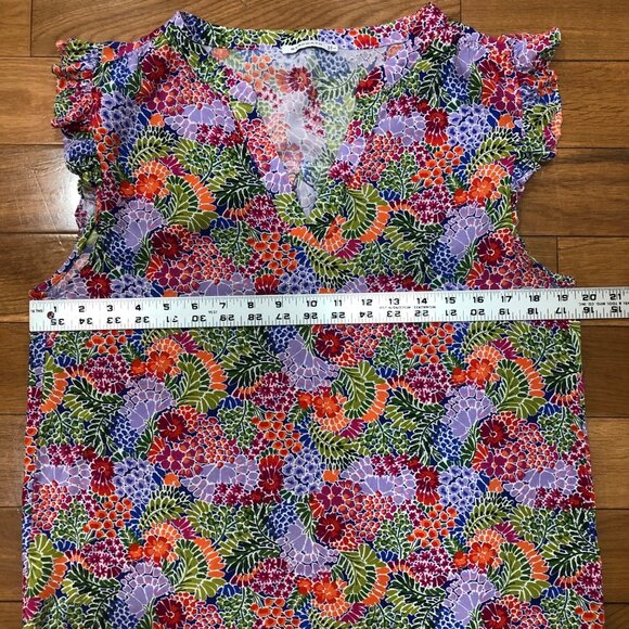 Staccato Multicolor Floral Print Flutter Sleeve Lightweight Top Size L - Picture 8 of 9